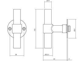 Gatdeel T recht met rozet Ø51x2mm rvs