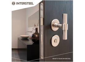 Deurkruk L/T recht met rozet Ø51x2mm rvs