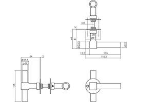 Deurkruk L/T recht met rozet Ø51x2mm rvs