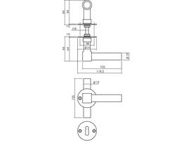 Deurkruk L/T recht met rozet Ø51x2mm en sleutelrozetten rvs