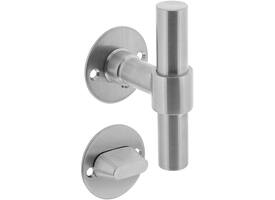 Deurkruk L/T recht met rozet Ø51x2mm en WC-sluiting met stift 8x8mm rvs
