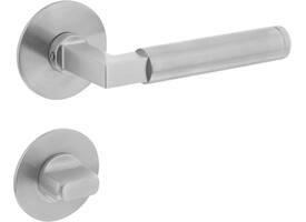 Deurkruk Baustil op rozet verdekt met magneet ø55x3mm met nokken en WC-sluiting met stift 7x7mm rvs