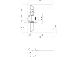 Deurkruk Jura op rozet verdekt met magneet ø55x3mm met nokken rvs