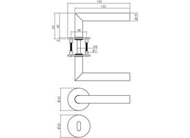 Deurkruk Jura op rozet verdekt met magneet ø55x3mm met nokken en sleutelrozetten rvs