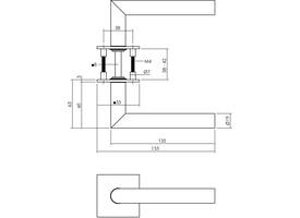 Deurkruk Jura op rozet verdekt met magneet 55x55x3mm met nokken rvs