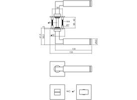 Deurkruk Jura op rozet verdekt met magneet 55x55x3mm met nokken en WC-sluiting met stift 7x7mm rvs