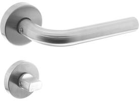 Deurkruk Recht met rozet verdekt ATP ø51x10mm met nokken en WC-sluiting met stift 8x8mm rvs