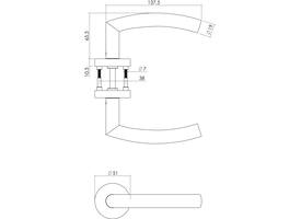 Deurkruk Half rond/90° met rozet verdekt ATP ø51x10mm met nokken en sleutelrozetten rvs