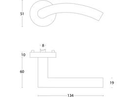 Deurkruk Lisa/90° met rozet verdekt ATP ø51x10mm met nokken rvs