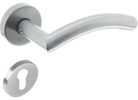 Deurkruk Lisa/90° met rozet verdekt ATP ø51x10mm met nokken en cilinderrozetten rvs