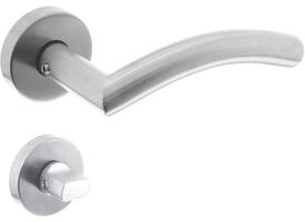 Deurkruk Lisa/90° met rozet verdekt ATP ø51x10mm met nokken en WC-sluiting met stift 8x8mm rvs
