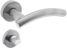 Deurkruk Gebogen met rozet verdekt ATP ø51x10mm met nokken en WC-sluiting met stift 8x8mm rvs
