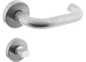 Deurkruk Rond met rozet verdekt ATP ø51x10mm met nokken en WC-sluiting met stift 8x8mm rvs
