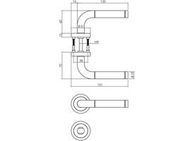 Deurkruk Agatha met rozet verdekt ATP ø51x10mm met nokken en WC-sluiting met stift 8x8mm rvs