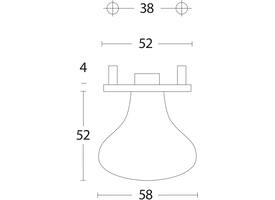 Knoprozet verdekt ø53x5mm met nokken en vaste knop paddenstoel rvs