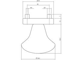 Knoprozet verdekt ø53x10mm met nokken en vaste knop paddenstoel rvs