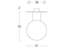 Knoprozet Ø51x2mm met vaste knop bol rvs