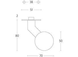 Knoprozet Ø51x2mm met vaste knop bol/schuin rvs