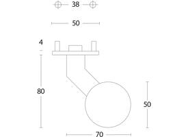 Knoprozet verdekt ø53x5mm met nokken en vaste knop bol/schuin rvs