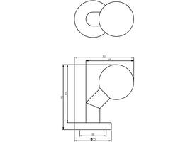 Knoprozet verdekt ø53x10mm met nokken en vaste knop bol/schuin rvs