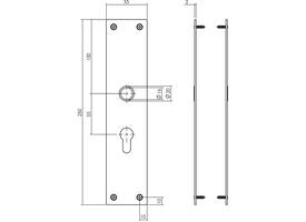 Schilden rechthoekig 250x55x2mm profielcilindergat 55mm rvs