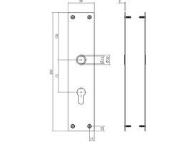 Schilden rechthoekig 250x55x2mm profielcilindergat 72mm rvs