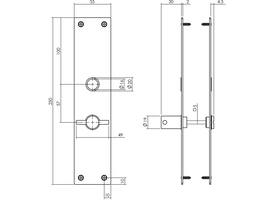 Schilden rechthoekig 250x55x2mm wc 57/5mm rvs