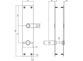 Schilden rechthoekig 250x55x2mm wc 78/8mm rvs