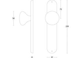 Knopschild ovaal 220x41x8mm met vaste knop paddenstoel blind rvs