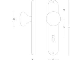 Knopschild ovaal 220x41x8mm met vaste knop paddenstoel sleutelgat 56mm rvs