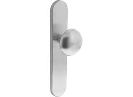 Knopschild ovaal verdekt 220x42x8mm met nokken en vaste knop paddenstoel blind rvs