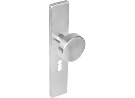 Knopschild rechthoekig verdekt 219x41x8mm met nokken en vaste knop plat sleutelgat 56mm rvs