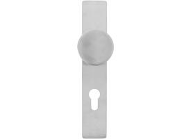 Knopschild rechthoekig verdekt 219x41x8mm met nokken en vaste knop plat profielcilindergat 72mm rvs