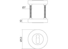 Sleutelrozetten verdekt ø53x10mm met nokken rvs