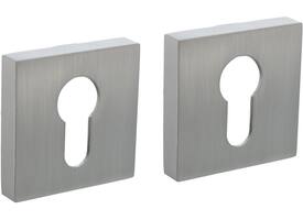 Cilinderrozetten verdekt 52x52x10mm met nokken rvs