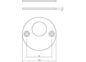 Rondcilinderrozetten Ø51x2mm rvs