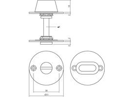 WC-sluiting Ø51x2mm zonder venster met stift 8x8mm rvs