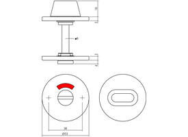 WC-sluiting verdekt ø53x5mm met stift 8x8mm rvs