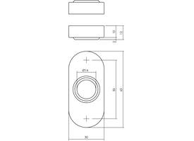 Rozetten verdekt ovaal 65x30x10mm rvs