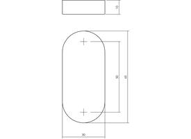 Afdekrozet verdekt ovaal 65x30x10mm rvs