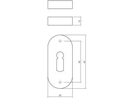 Sleutelrozetten verdekt ovaal 65x30x10mm rvs