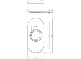 Rozetten verdekt ovaal 65x30x5mm rvs