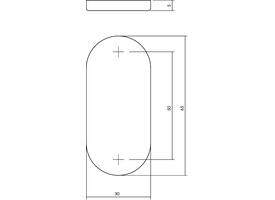 Afdekrozet verdekt ovaal 65x30x5mm rvs