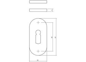 Sleutelrozetten verdekt ovaal 65x30x5mm rvs