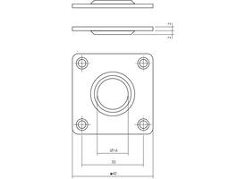 Rozetten 42x42x2mm rvs