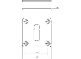 Sleutelrozetten 42x42x2mm rvs