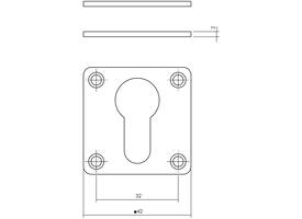 Cilinderrozetten 42x42x2mm rvs