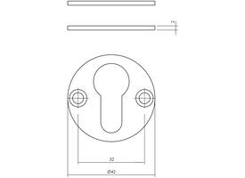 Cilinderrozetten ø42x2mm rvs