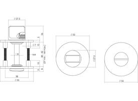 WC-sluiting verdekt met magneet ø55x3mm met nokken en stift 8x8mm rvs