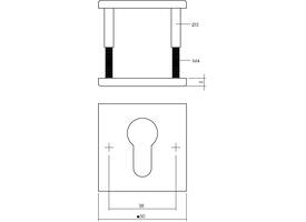Cilinderrozetten verdekt 50x50x5mm rvs